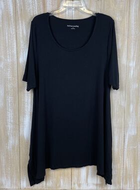SOFT SURROUNDINGS Women’s Size 1X Black Scoop Neck Short Sleeve Shirt Top